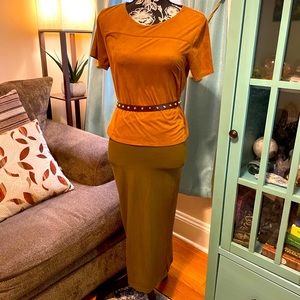 Suede Top and High Waisted Forever 21 Skirt.